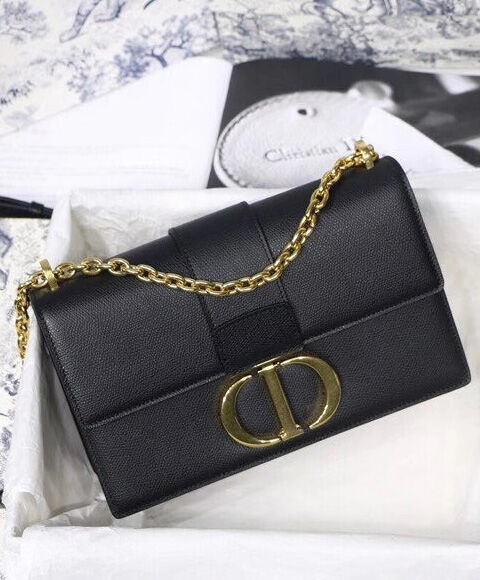 Christian Dior 30 Montaigne Chain Bag Leather Black